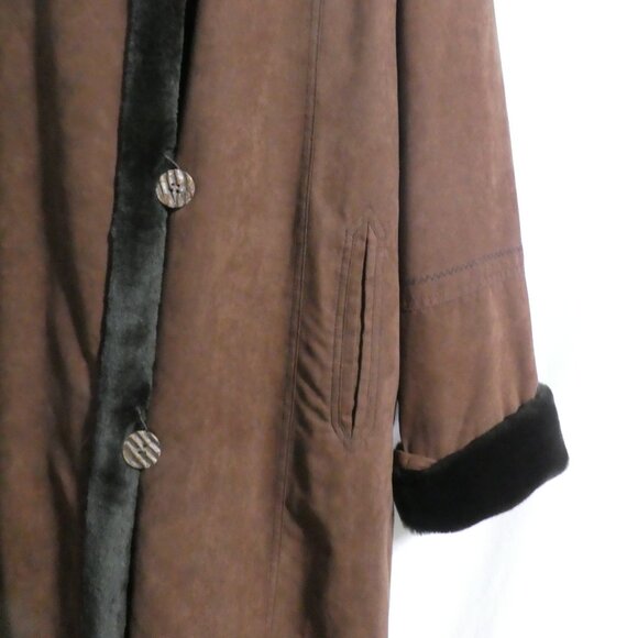 JONES NEW YORK | medium | Long Brown Button-Up Closure Hooded Coat - Picture 8 of 16
